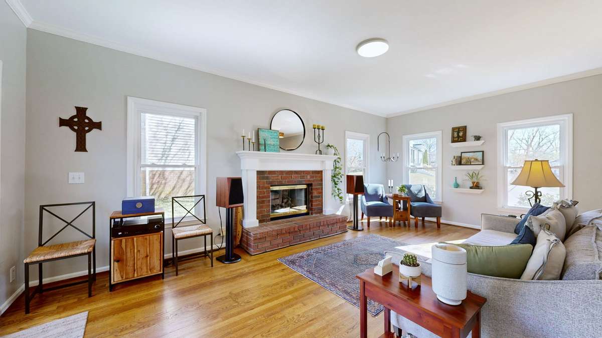 Gas fireplace and gorgeous recently refinished hardwood flooring!