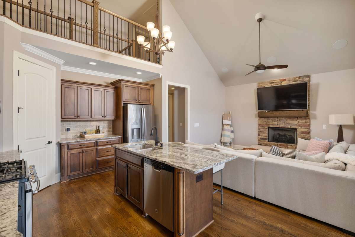 Open kitchen with plenty of counter space.