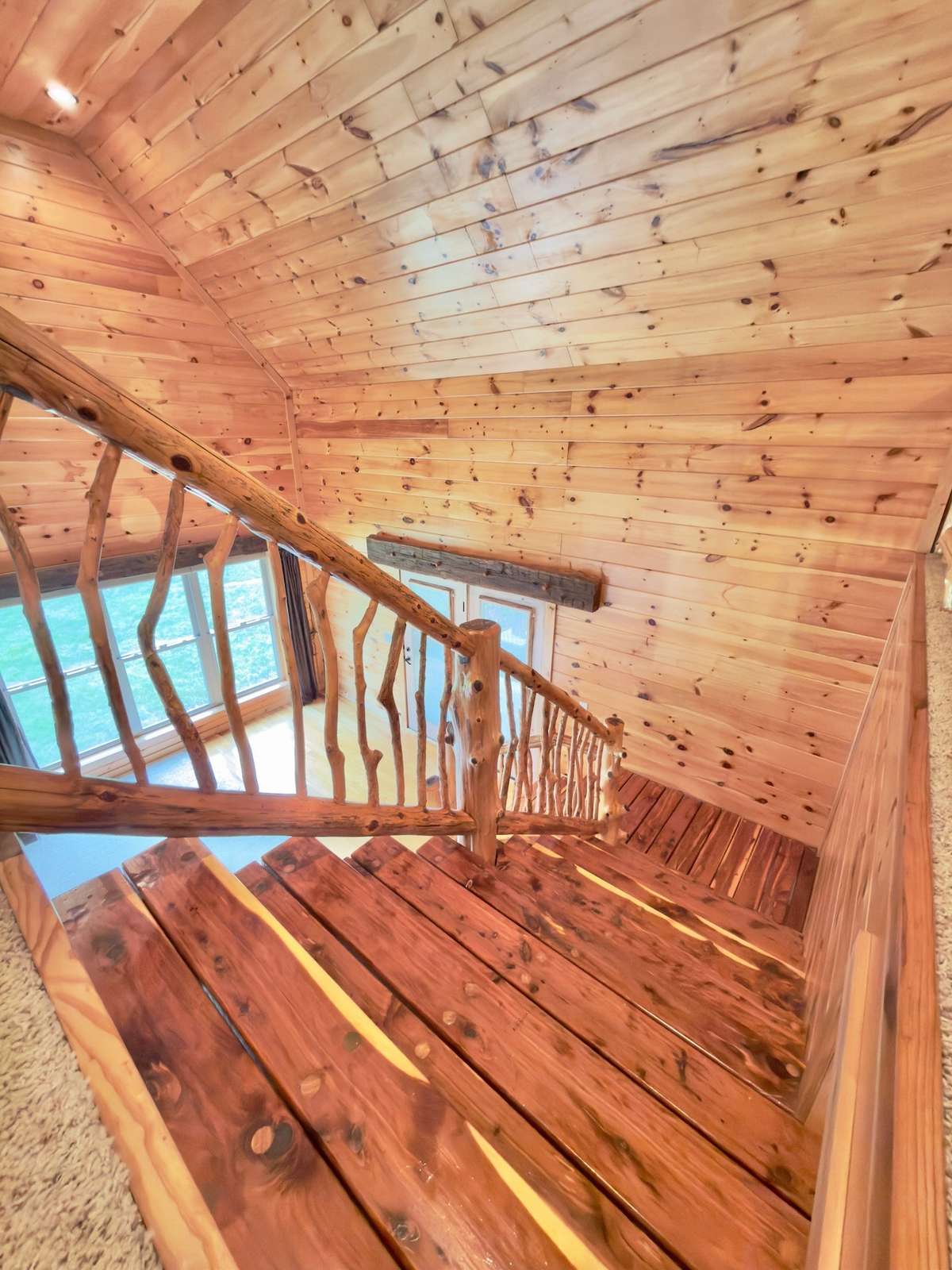 Steps were crafted from the core of cedar trees on the property.