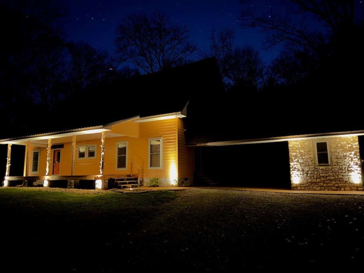 Automatic ambient lighting comes on at dusk.
