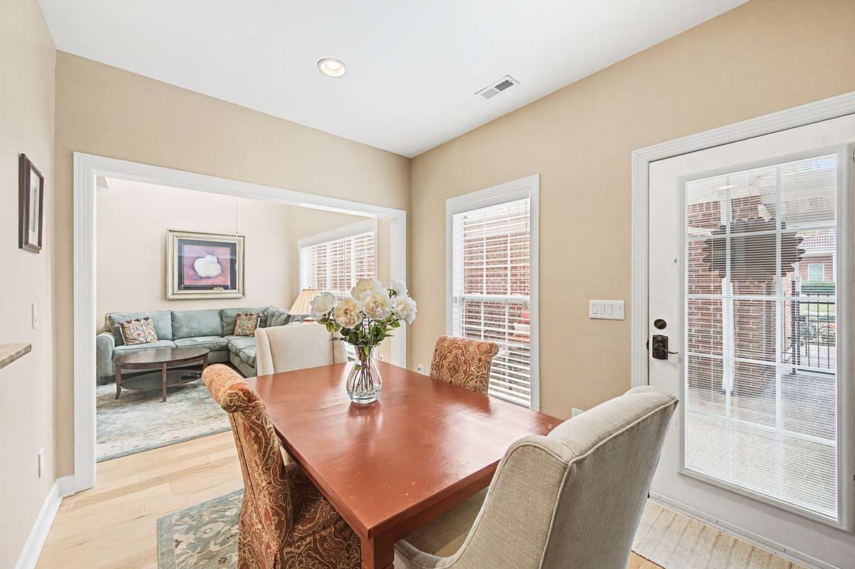Dining area is perfect for a intimate dinner or family gathering.   Could easily ad a desk or drop zone to organize the family.