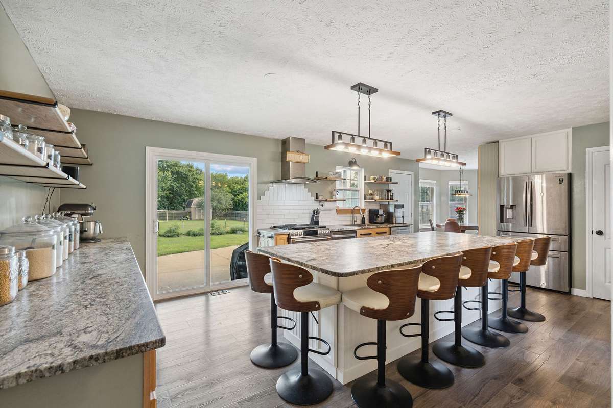 Beautiful kitchen in this 4 bedroom, 3 and a half bathroom in Murfreesboro Tennessee with over half an acre of land and no HOA, a two car garage and updated kitchen.
