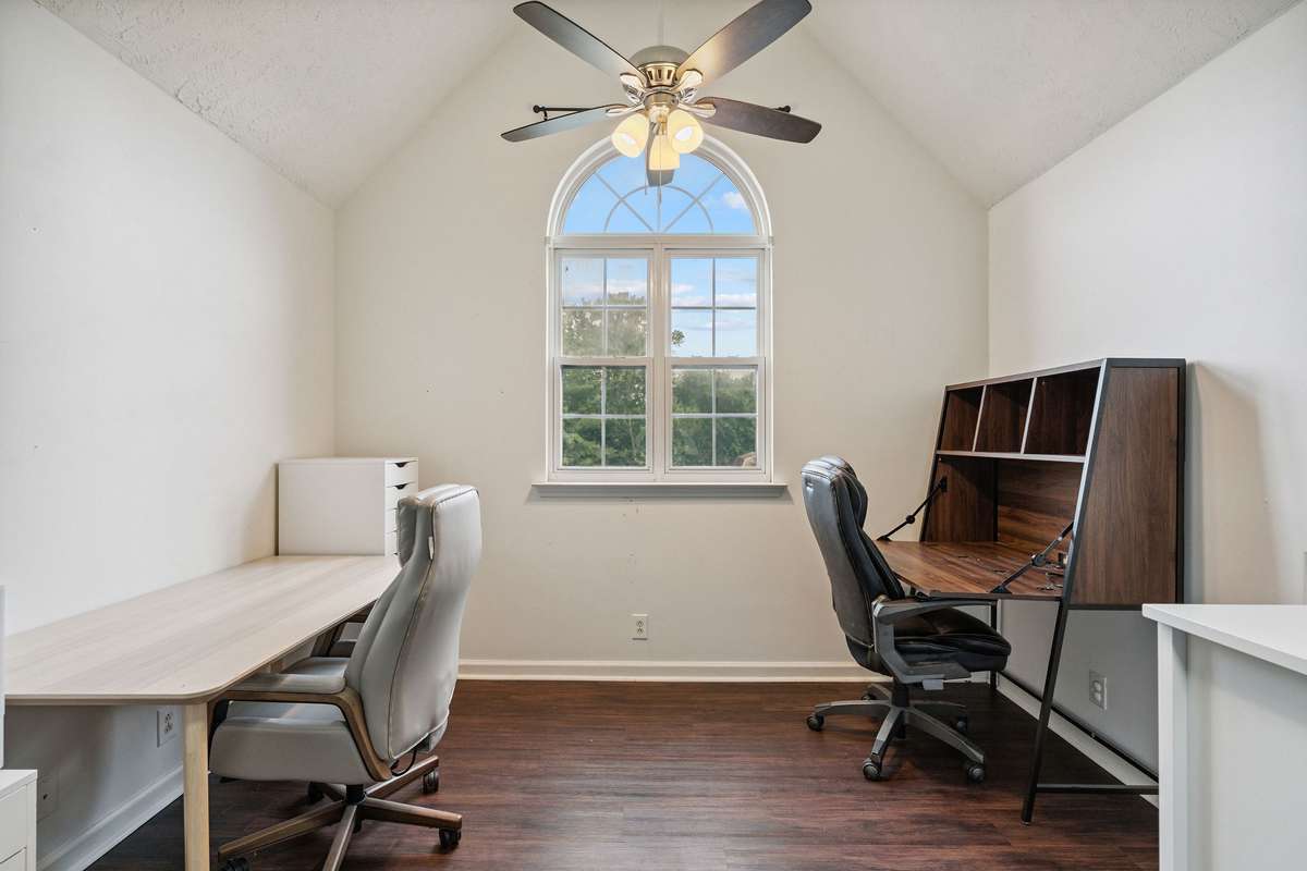 Upstairs Office in this 4 bedroom, 3 and a half bathroom in Murfreesboro Tennessee with over half an acre of land and no HOA, a two car garage and updated kitchen.