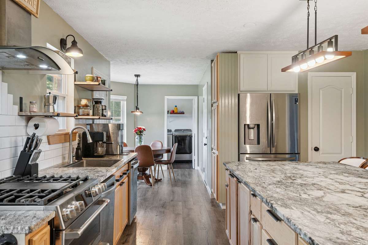 Beautiful kitchen in this 4 bedroom, 3 and a half bathroom in Murfreesboro Tennessee with over half an acre of land and no HOA, a two car garage and updated kitchen.