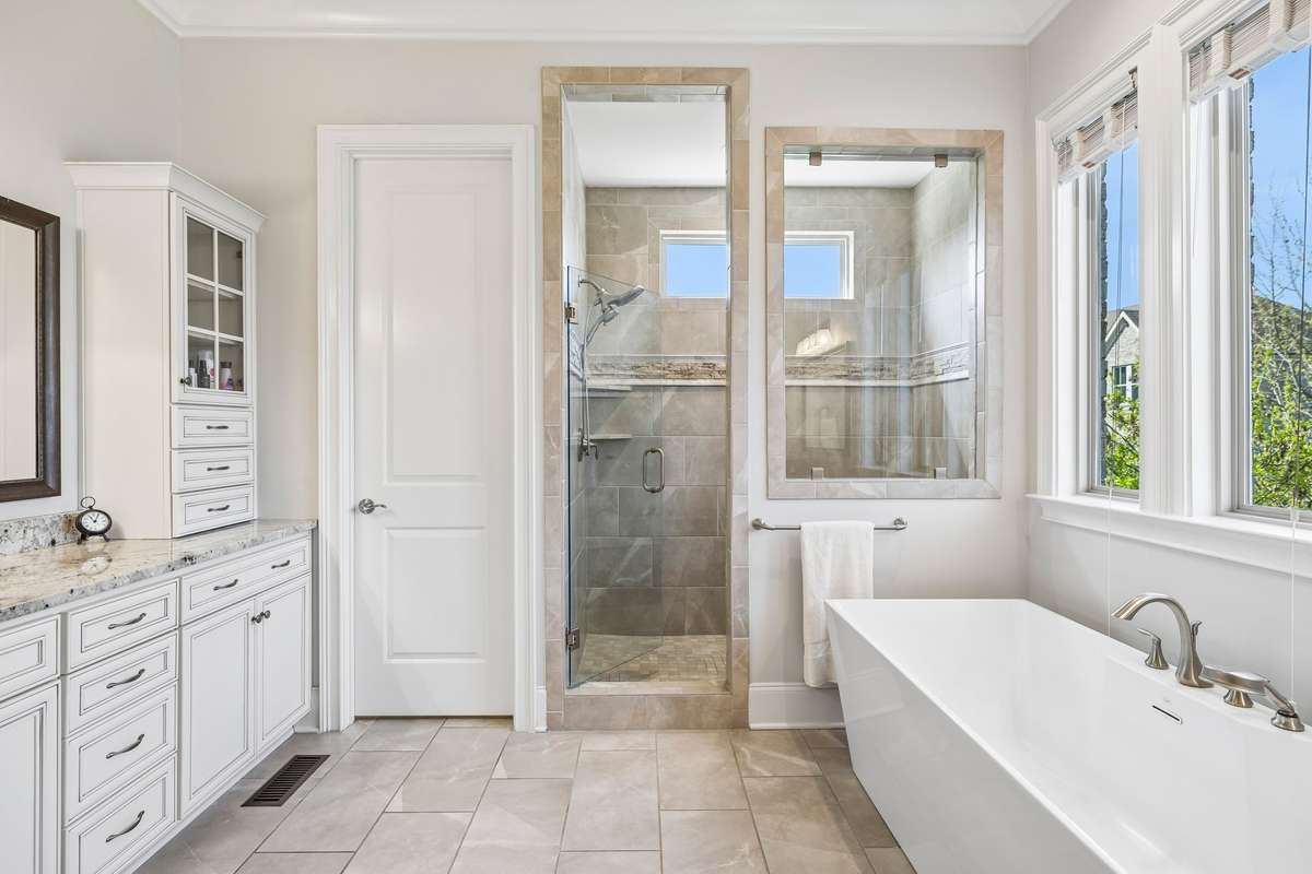 Spacious tiled shower