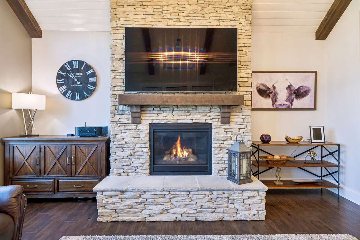 Amazing stone fireplace in the Den