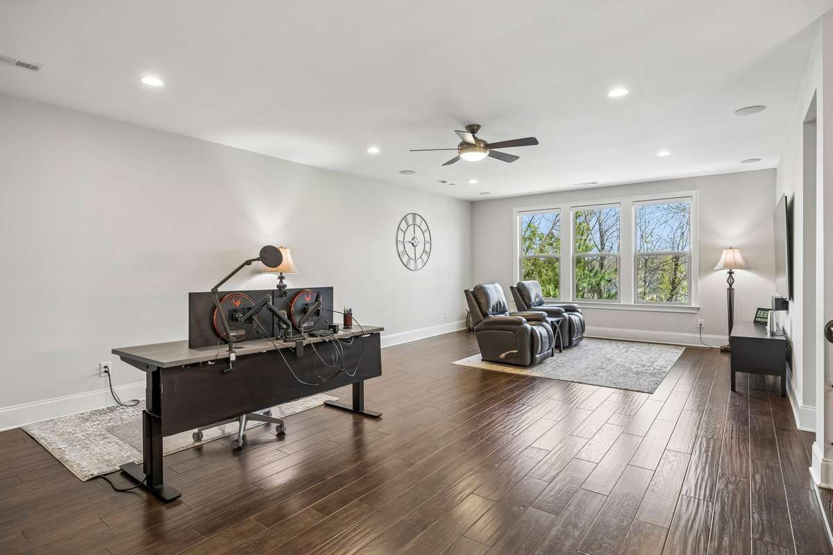 There's lots of room for games and simply relaxing. The windows include Duolite Silhouette Blinds.