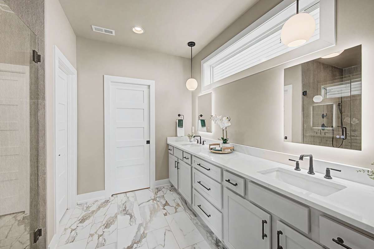 Double Vanities with electric touch mirrors