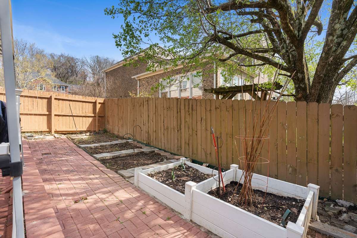 The garden area just past the retaining wall area.