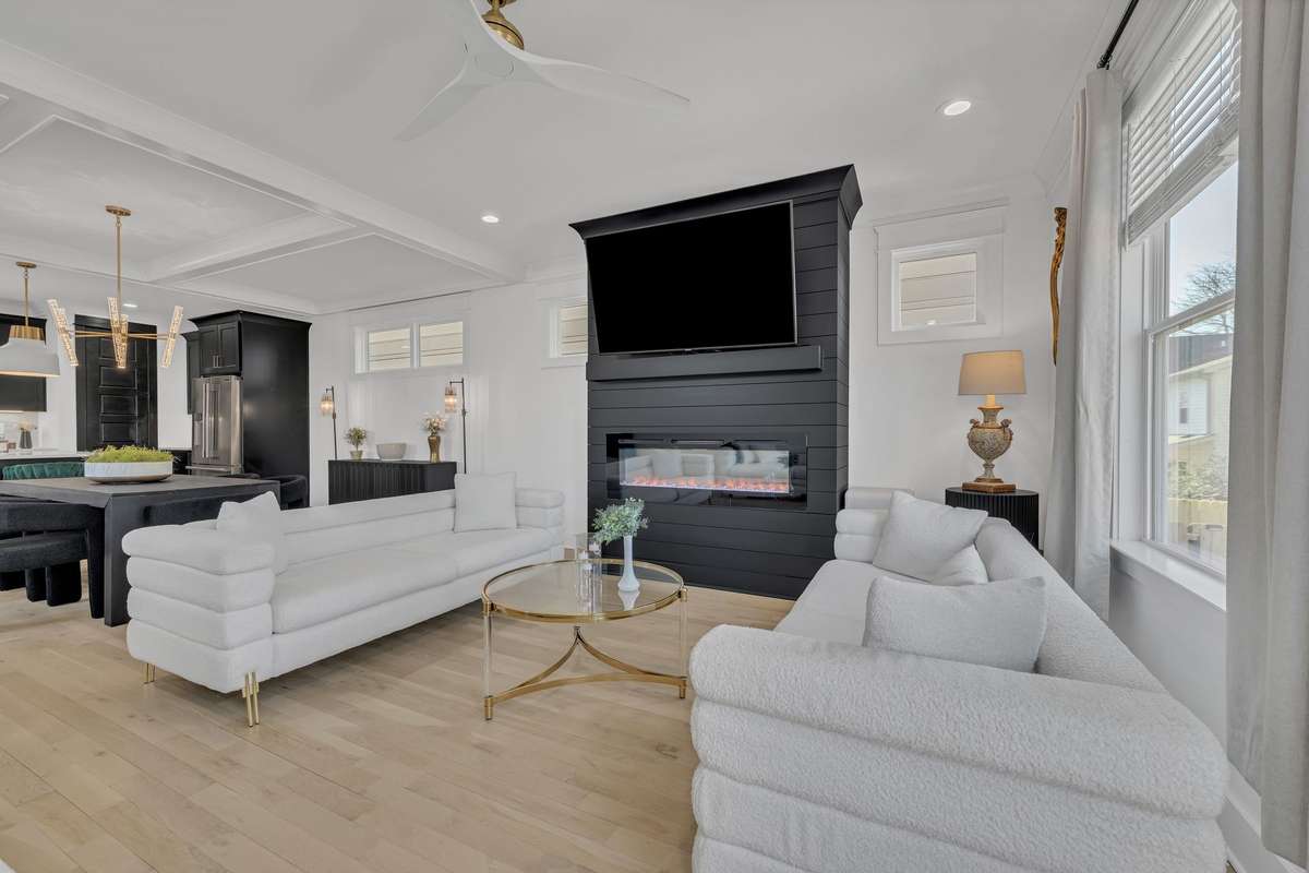 Spacious Living Room with Fireplace