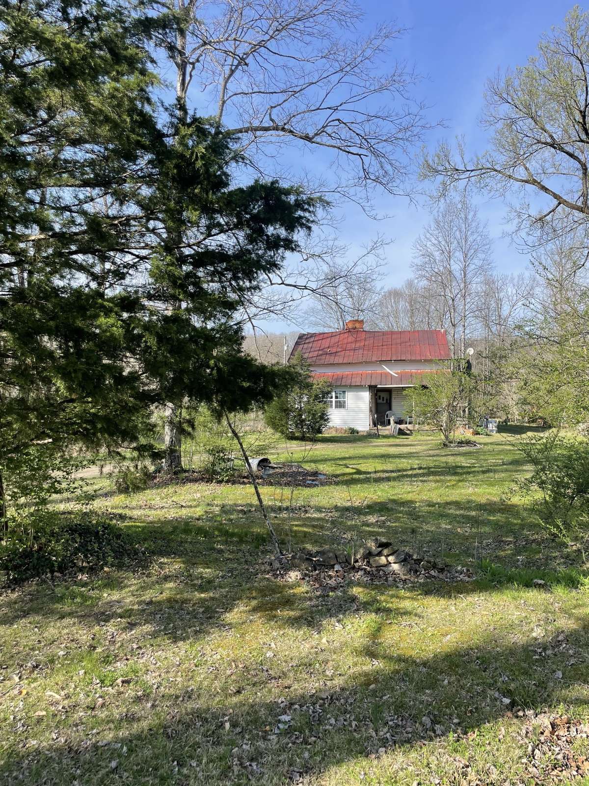 Mostly flat lot with a few rolling slopes. Beautiful tree line!