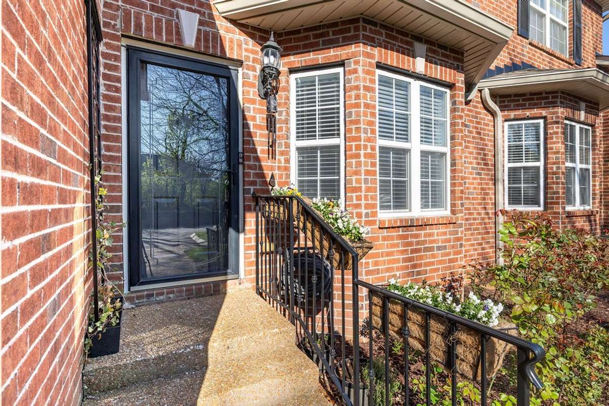Storm door allows for natural light during the day.