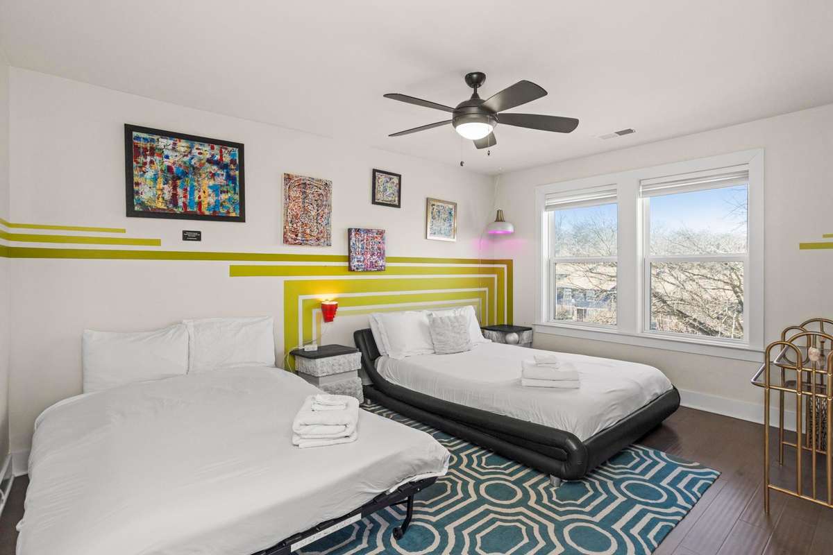This AirBNB is by the airport. It has a music inspired theme.