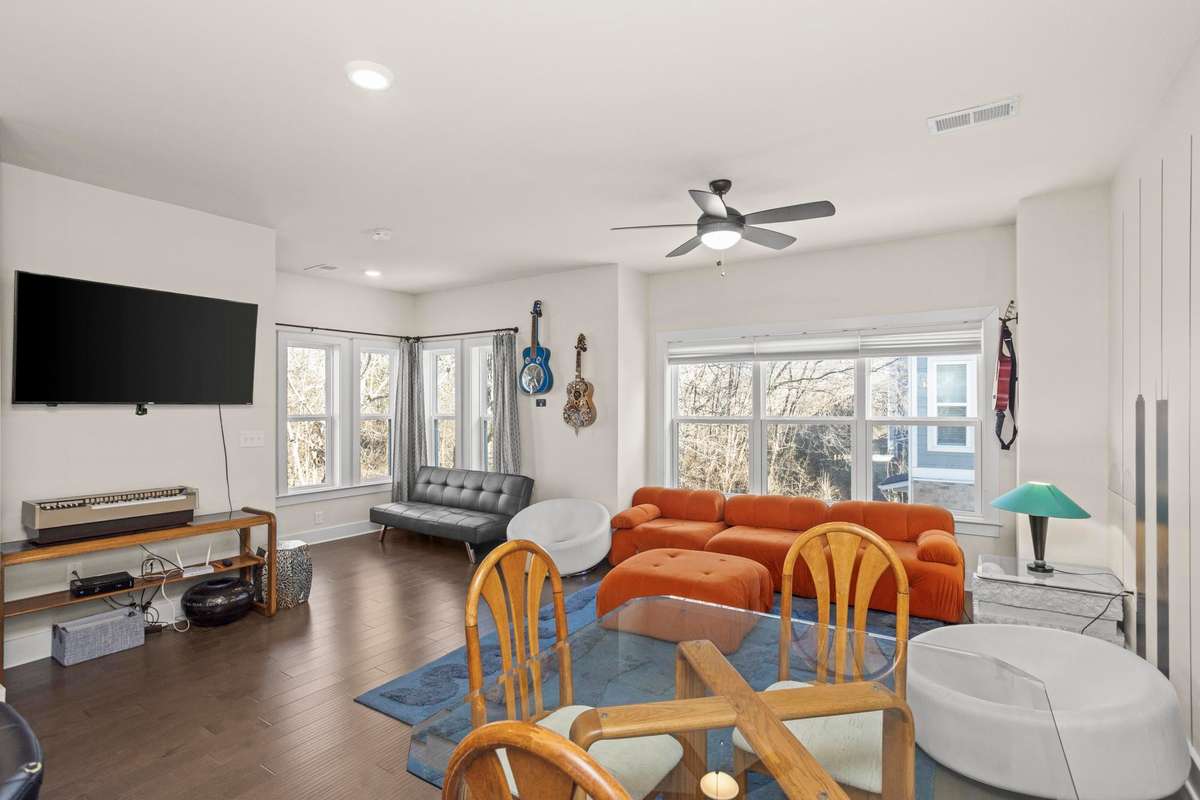 This AirBNB is by the airport. It has a music inspired theme.