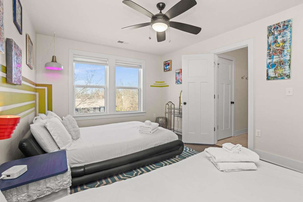 This AirBNB is by the airport. It has a music inspired theme.