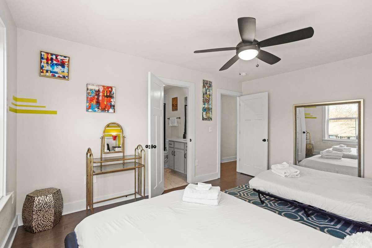 This AirBNB is by the airport. It has a music inspired theme.