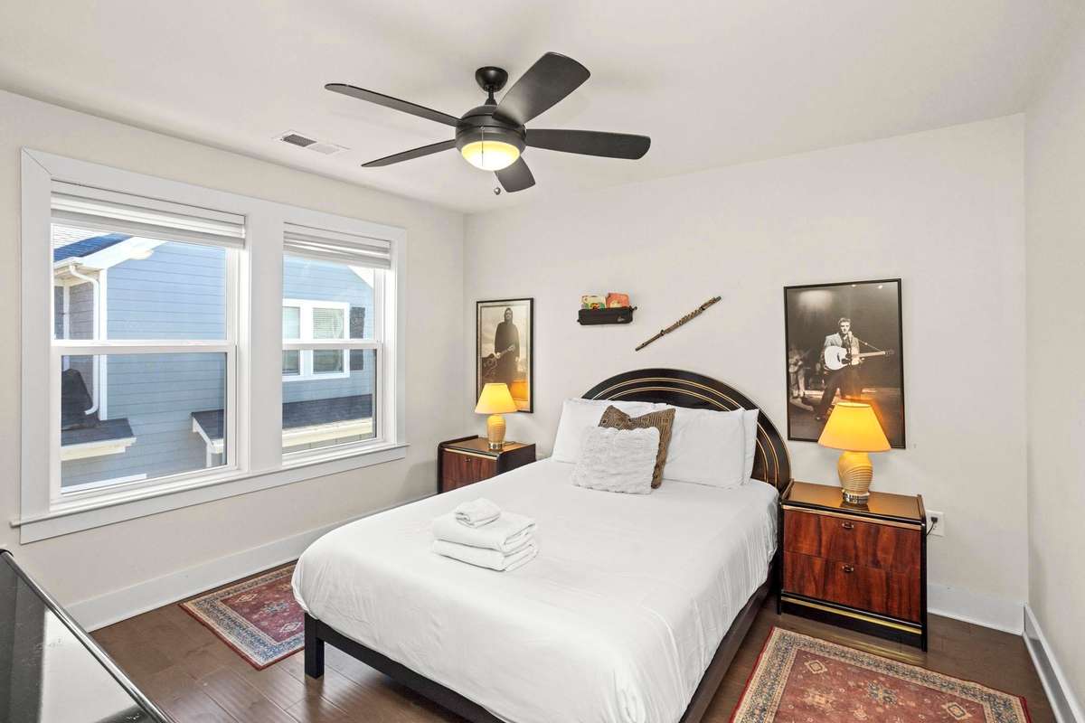 This AirBNB is by the airport. It has a music inspired theme.