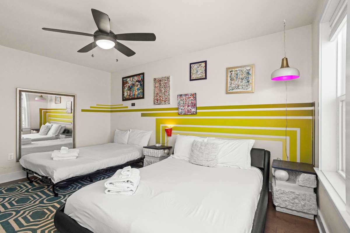 This AirBNB is by the airport. It has a music inspired theme.