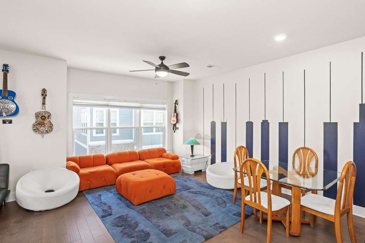 This AirBNB is by the airport. It has a music inspired theme.