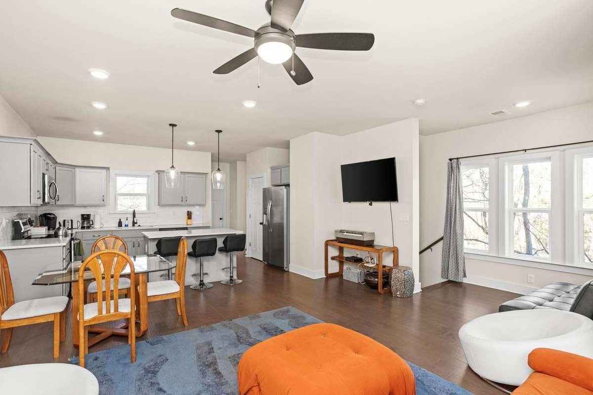 This AirBNB is by the airport. It has a music inspired theme.