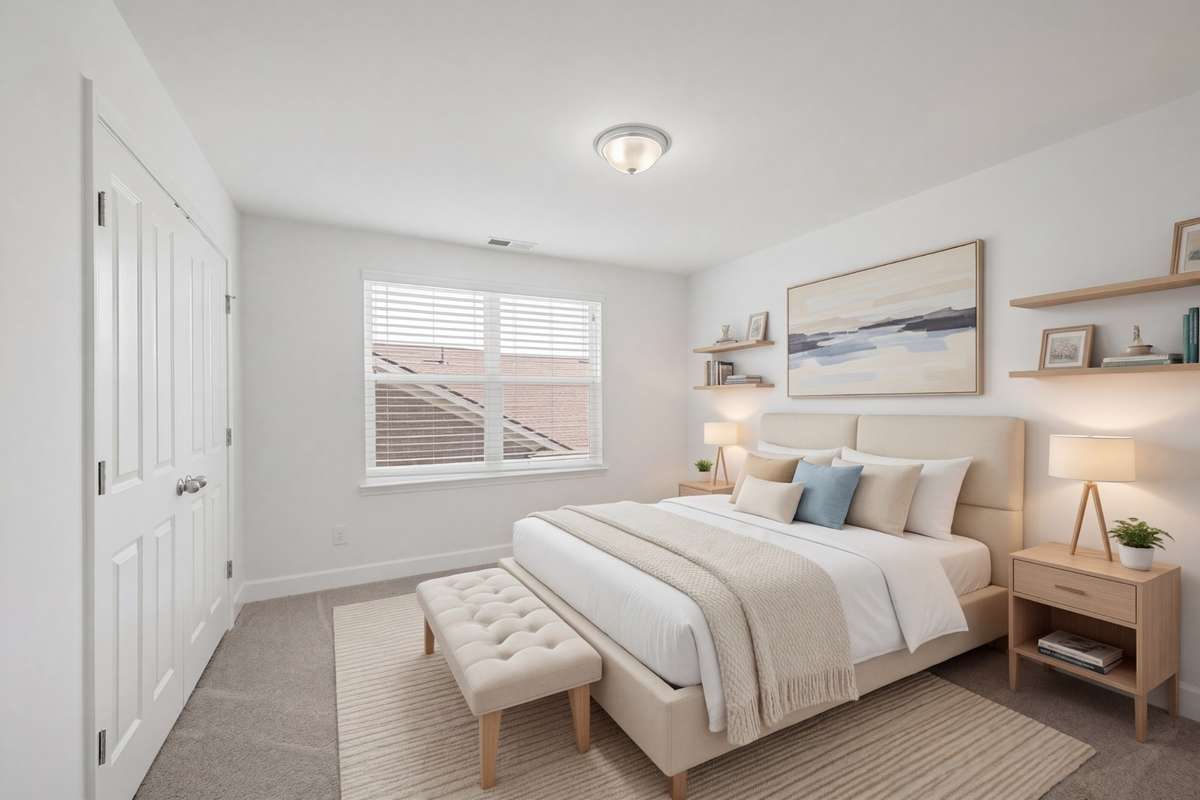 Virtual staging shows you how fabulous this upstairs bedroom can be.