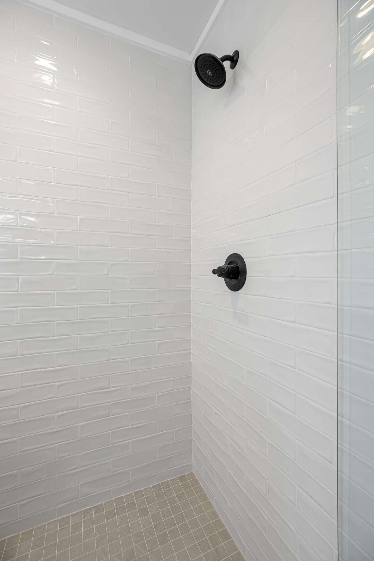 tiled walk-in shower