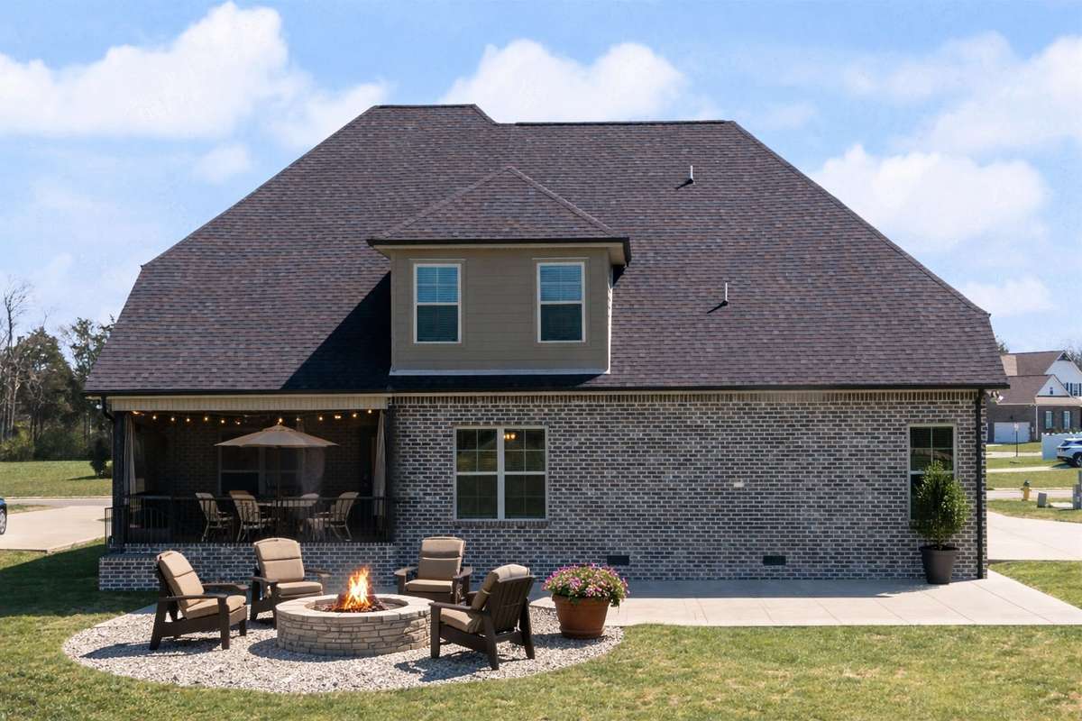 AI generated Backyard patio with firepit