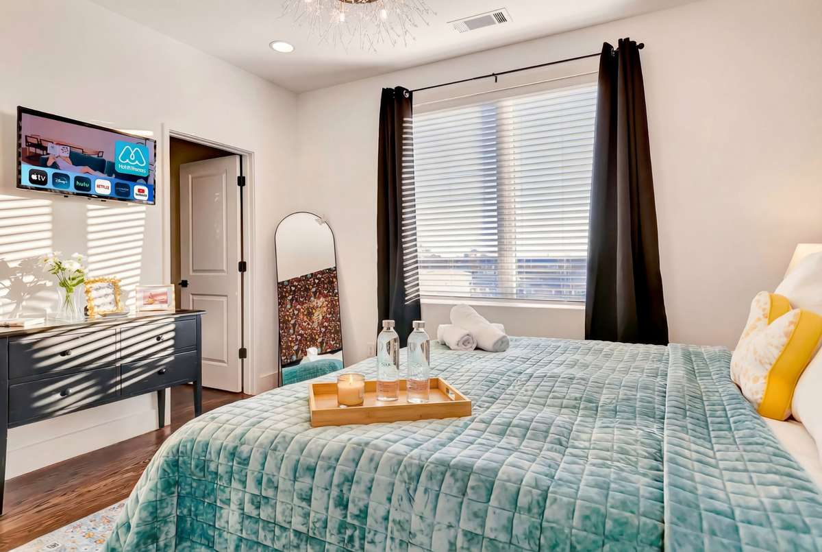 It features a deep walk-in closet with built-ins to maximize your storage space.