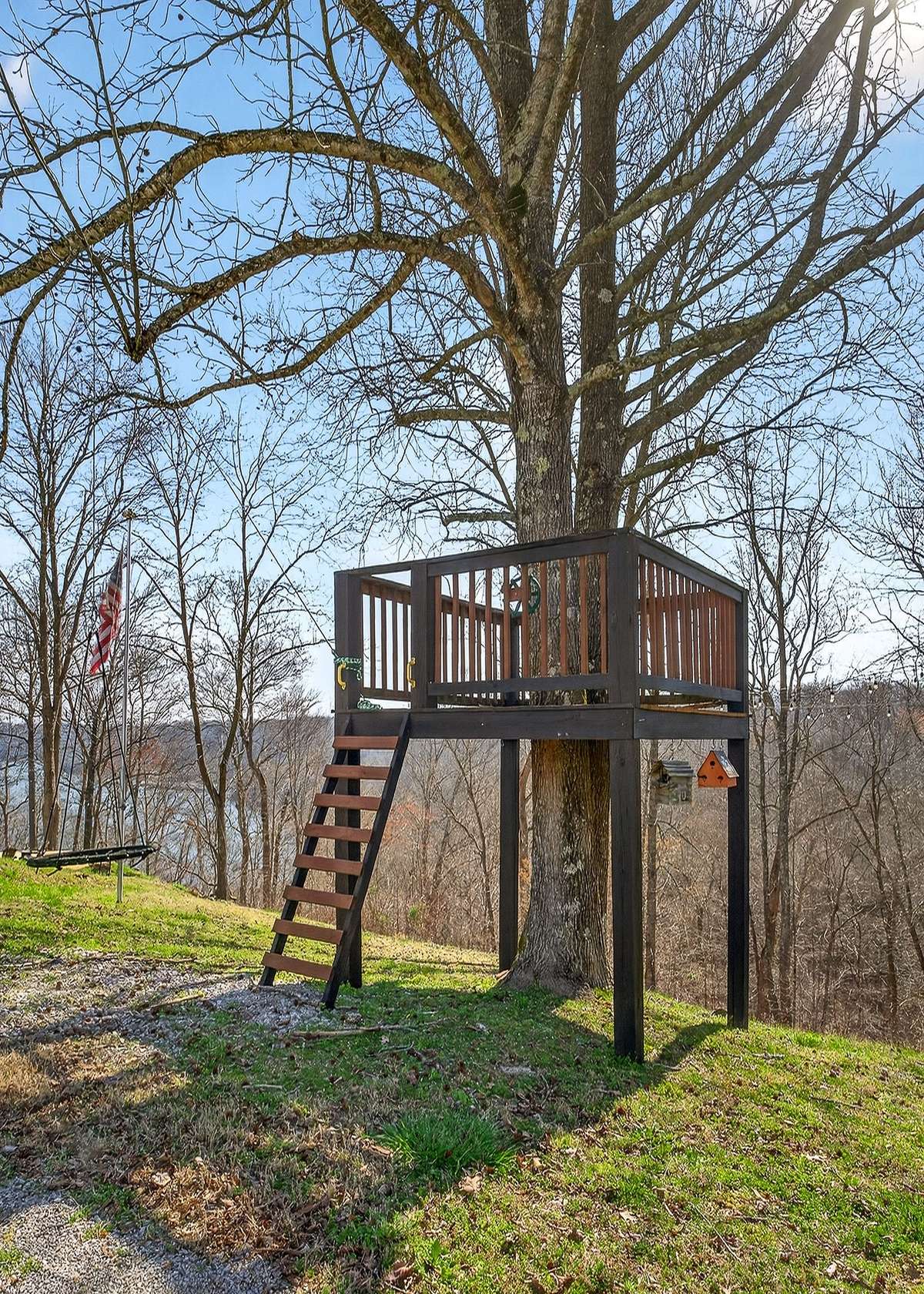 Kids tree house with a swing!
