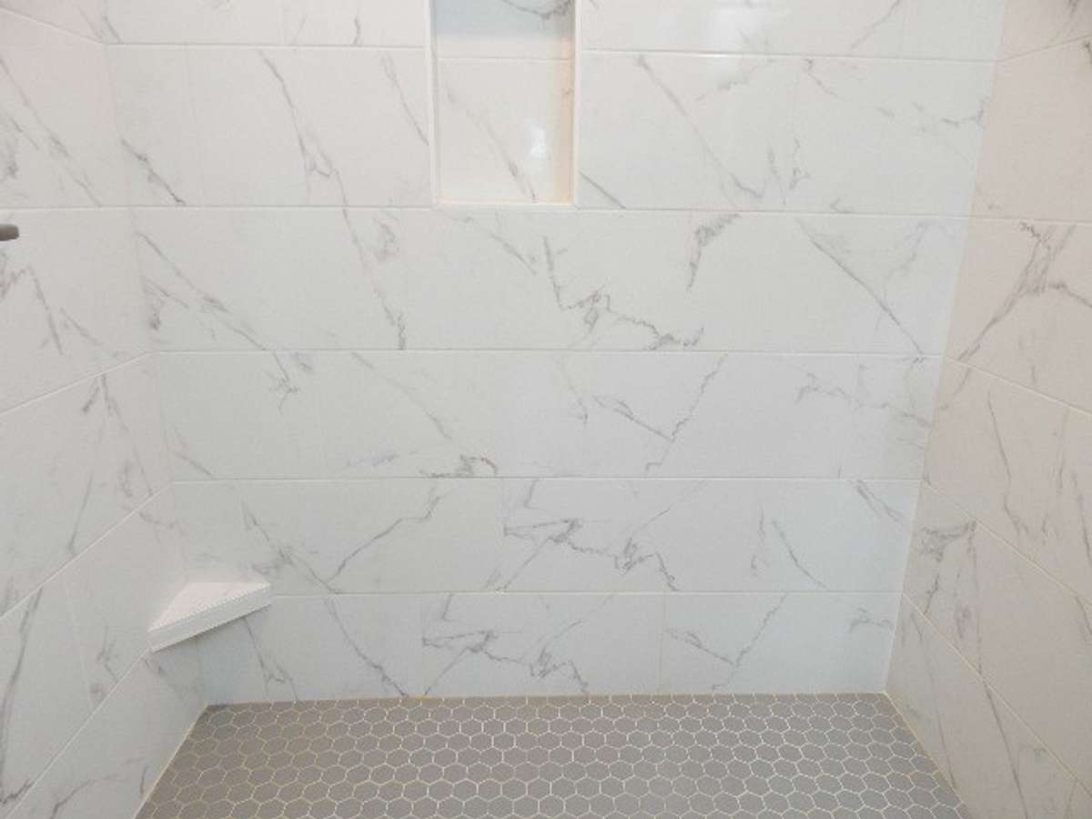 Very spacious tiled shower