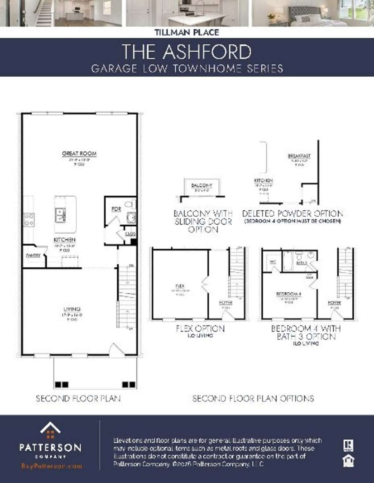 Main level features Open Kitchen + Breakfast + Family Room with a large island. Flexible living space can be a private study or fourth bedroom.