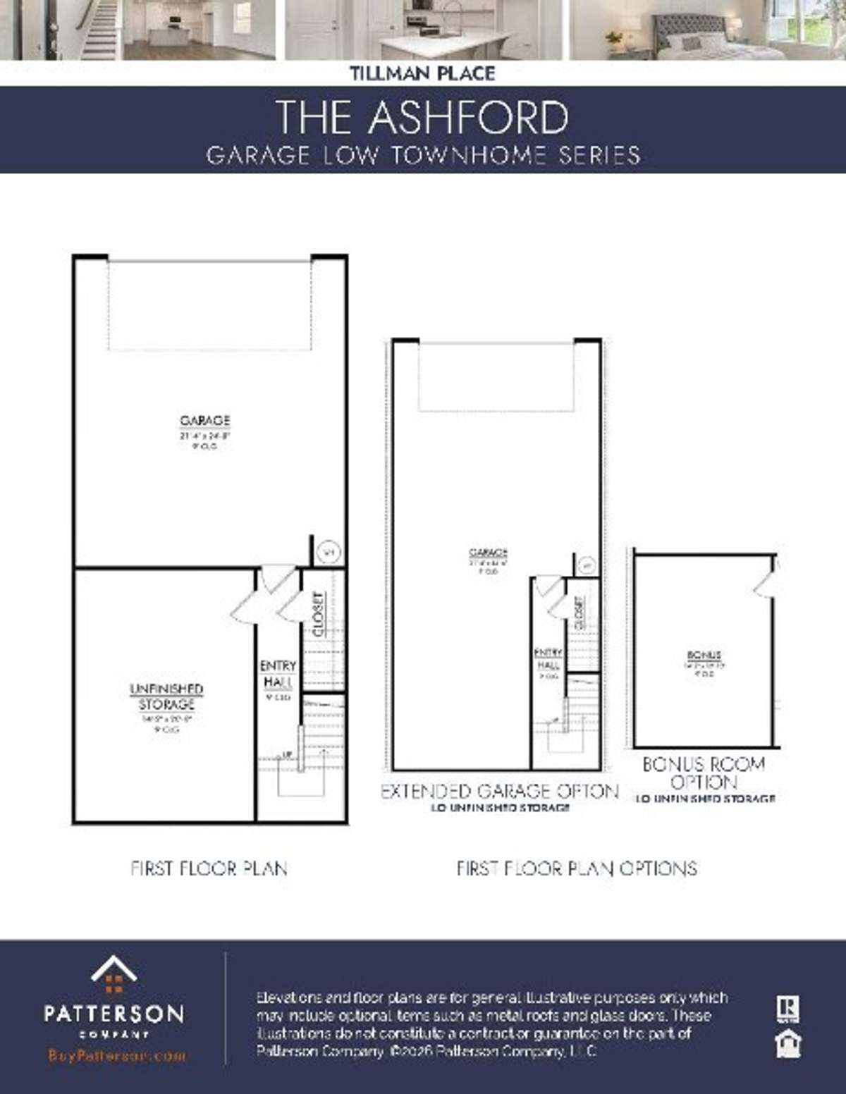 Flexible Garage Level with Storage Room, Extended Garage, or Bonus Room options.
