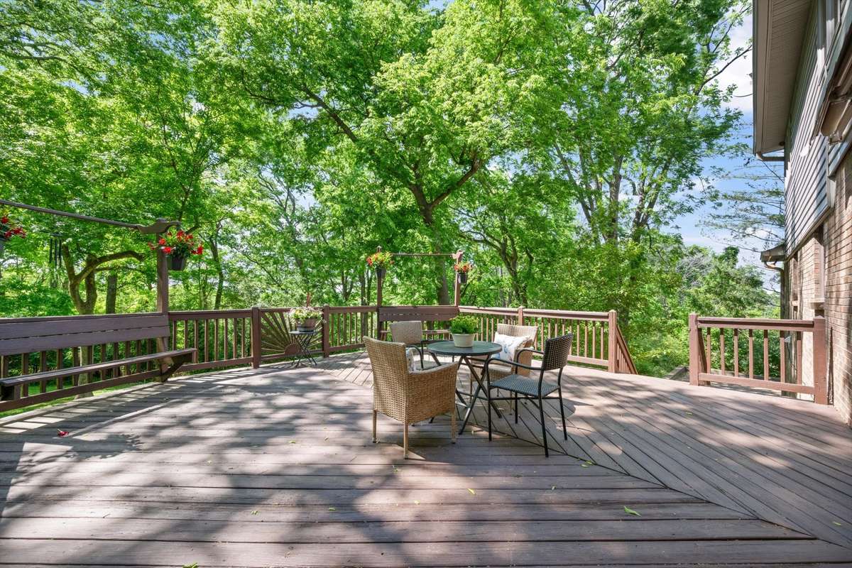 This deck is very large and has two built in benches.