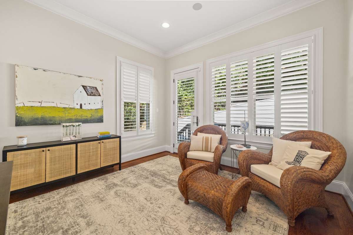 An extra private space for an office, sewing room, craft room, reading...so many options and has its own private porch.