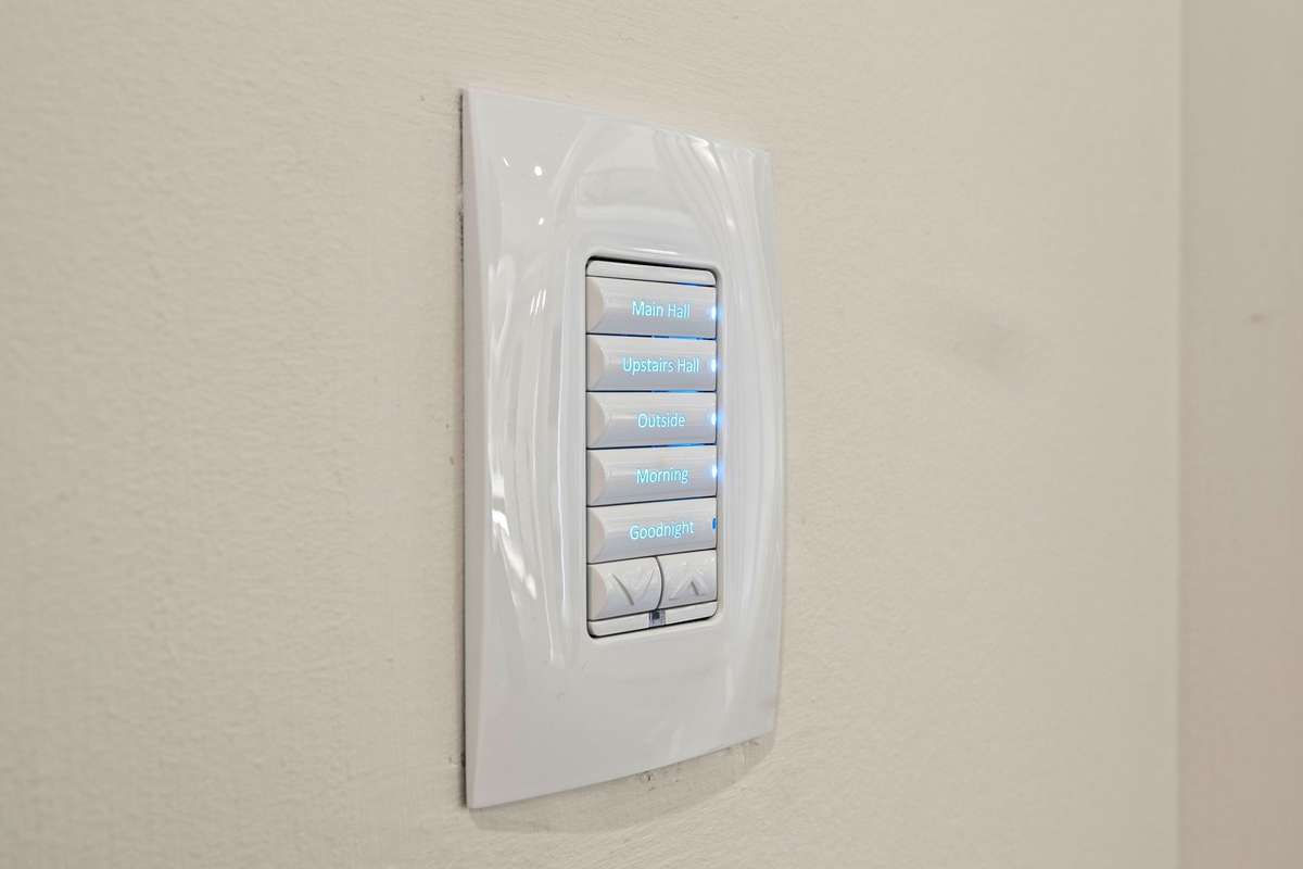 Smart House Lighting by Integrated Media Systems. Also connects to your phone to control from wherever you are.