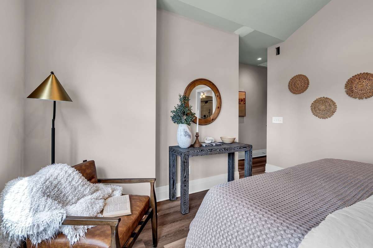 Large Primary Bedroom with Vaulted Ceilings.