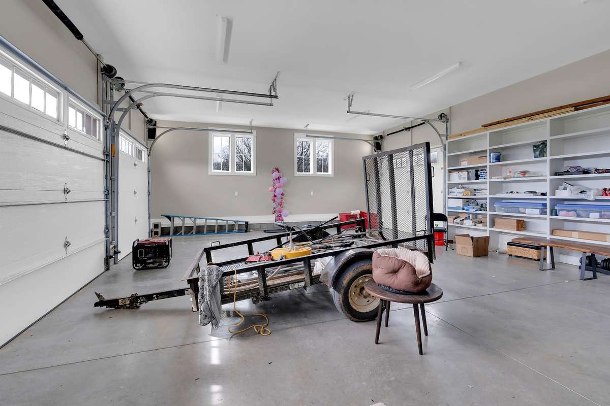 3 car garage with drive through doors