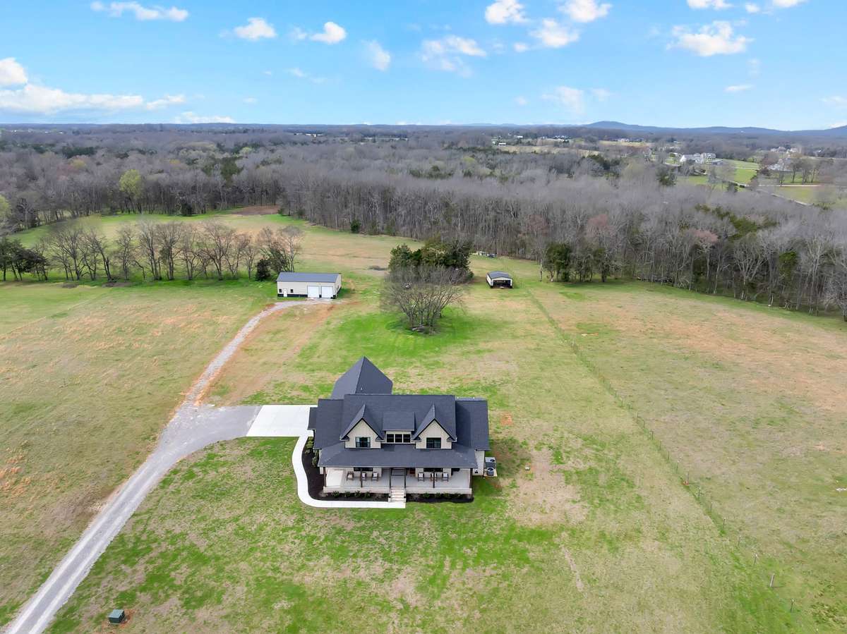 Drone view of home and acreage.  Your own slice of heaven right here, just minutes from Murfreesboro.