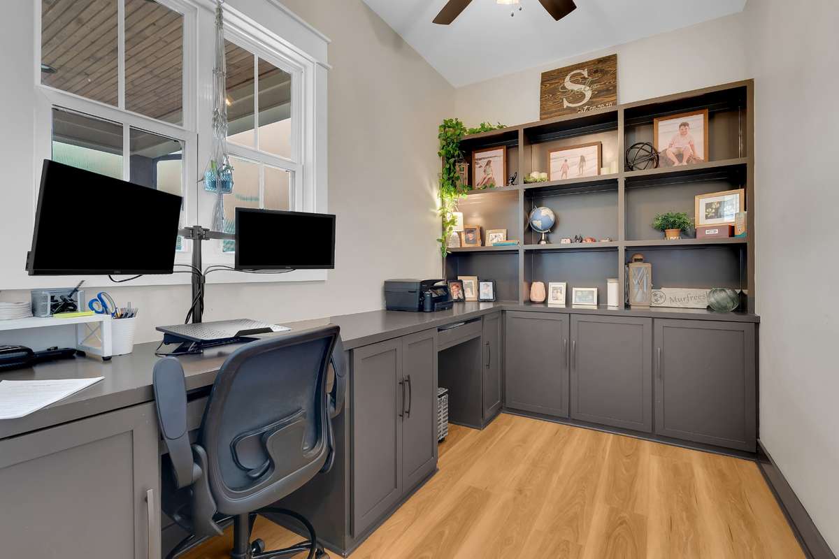 Dedicated office with custom built ins