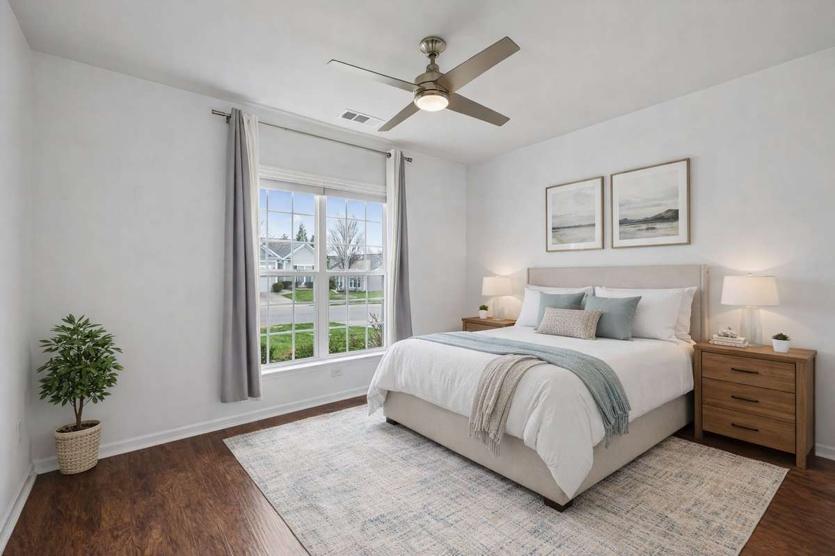 This GUEST BEDROOM photo has been digitally staged with furniture.