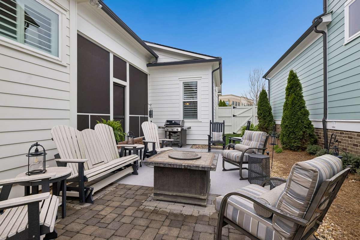 Patio with extended with pavers. Gas line to the grill.
