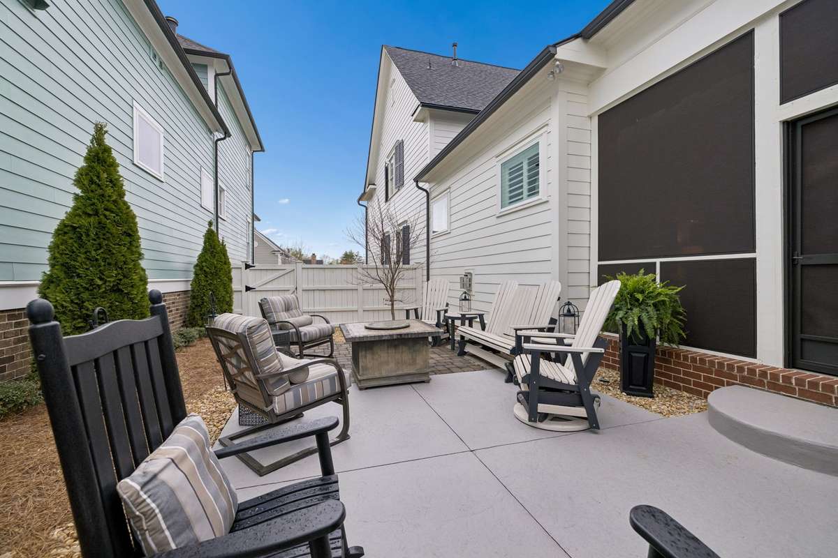 Courtyard with coated concrete.
