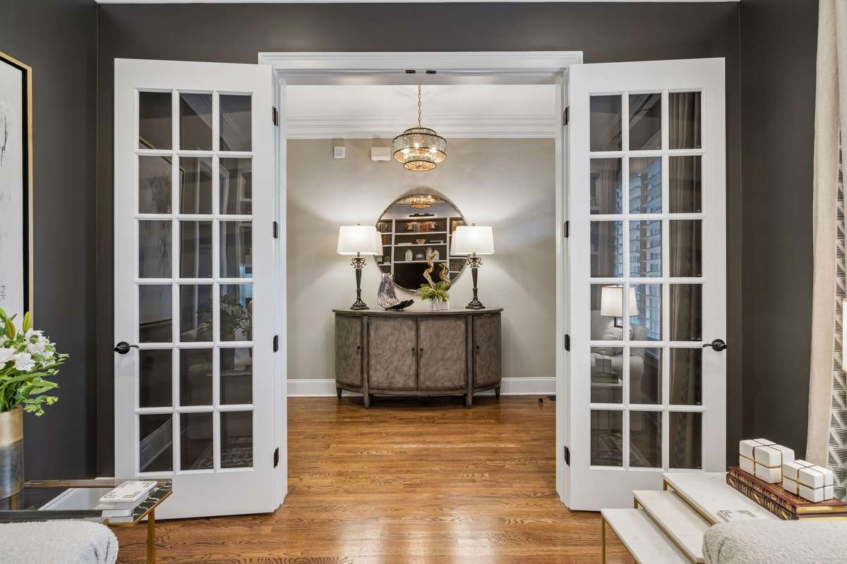 French doors in the Office/Library offer privacy.