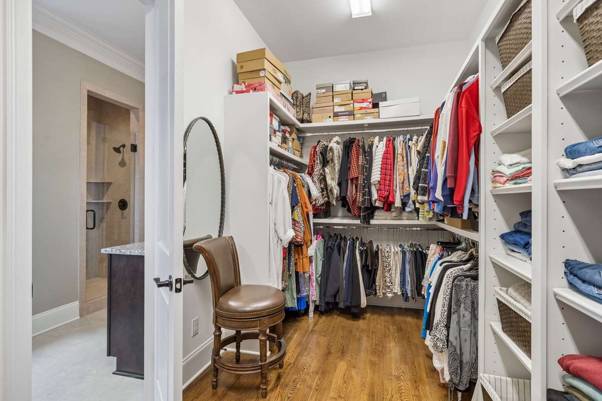 Expansive primary closet.