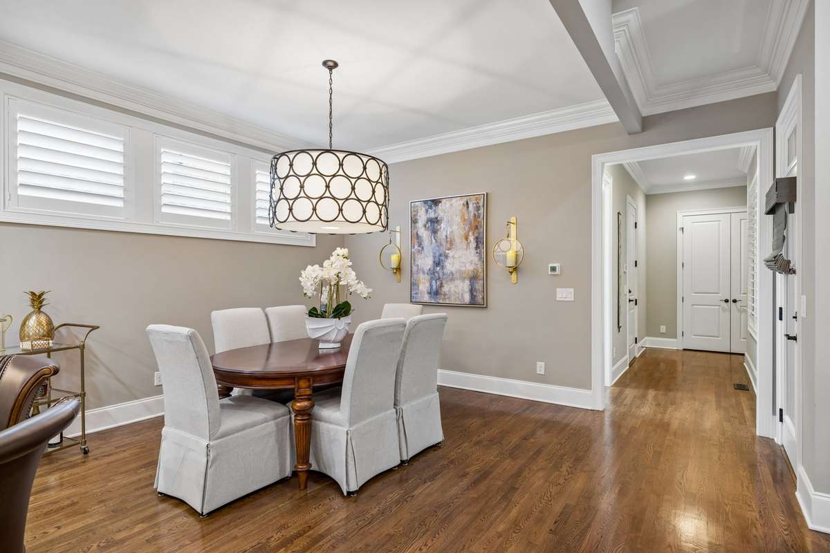 Dining area with enhanced lighting.