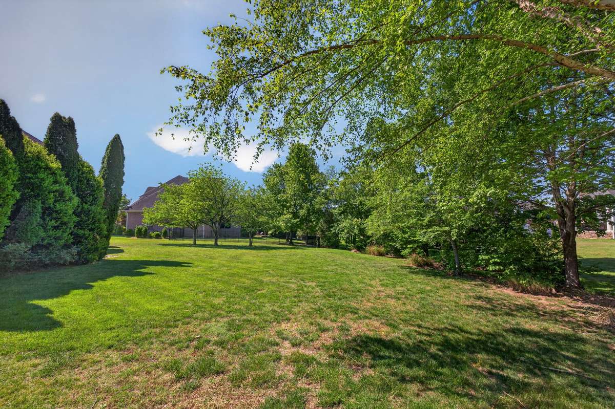 The grassy backyard leads to neighborhood walking trails, making an active lifestyle easy and accessible.
