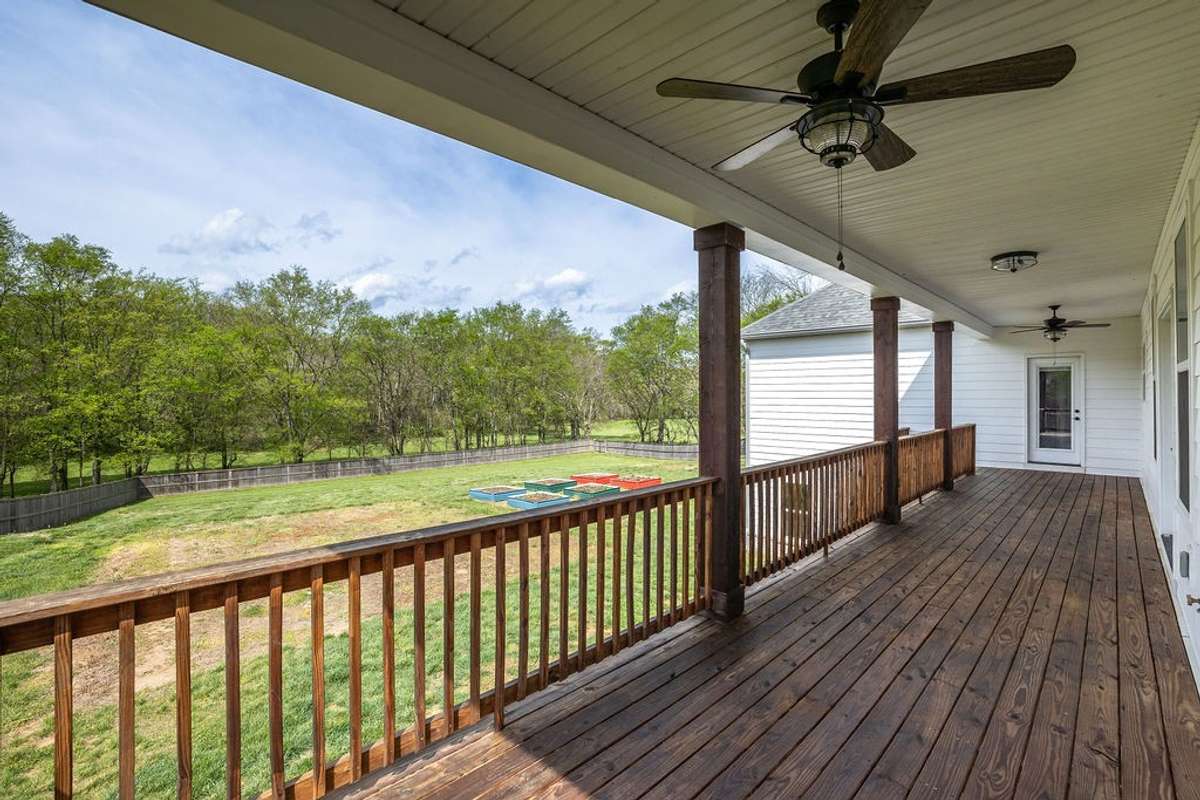 Close up of  Covered Back deck for those hot summer nights and cool breezes