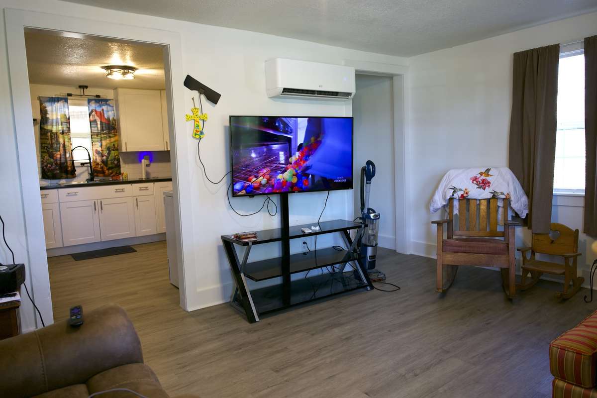 Living room facing kitchen