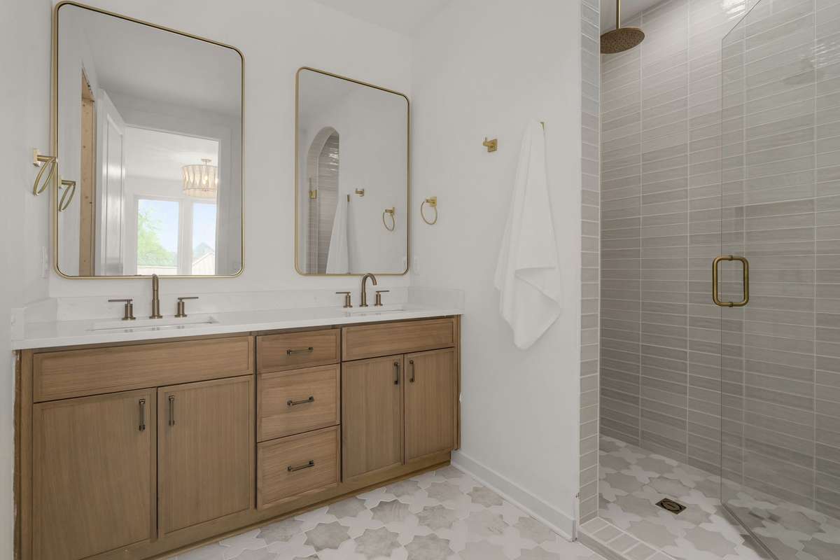 Primary bathroom with dual vanity