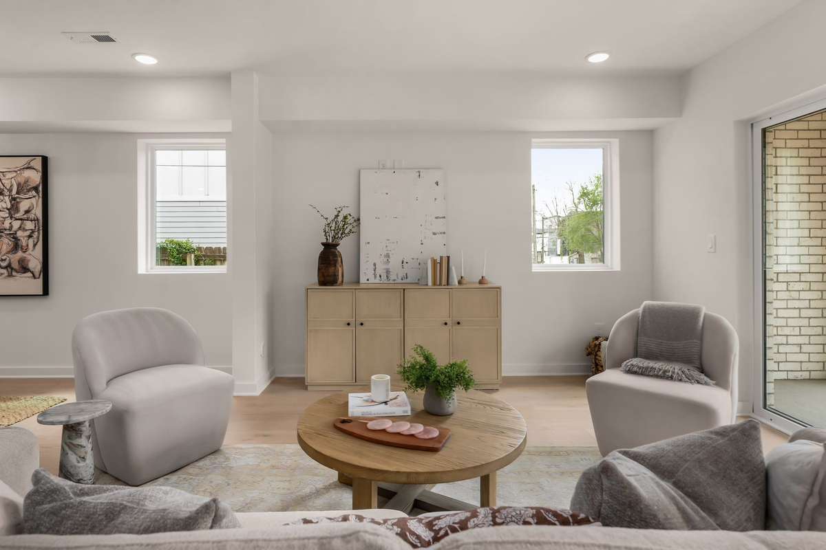 Expansive living room with natural light